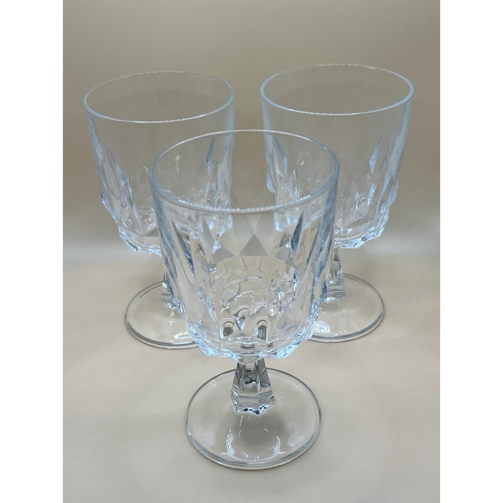 Set of 4 Arcoroc Artic Clear Glass Pedestal Wine Glasses Dessert Cups 5.75" Vtg